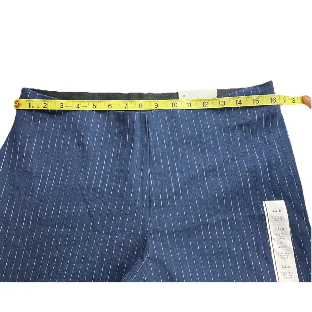 Women's High-Rise Skinny Ankle 12 Pants  A New Day navy blue pinstripe corp core